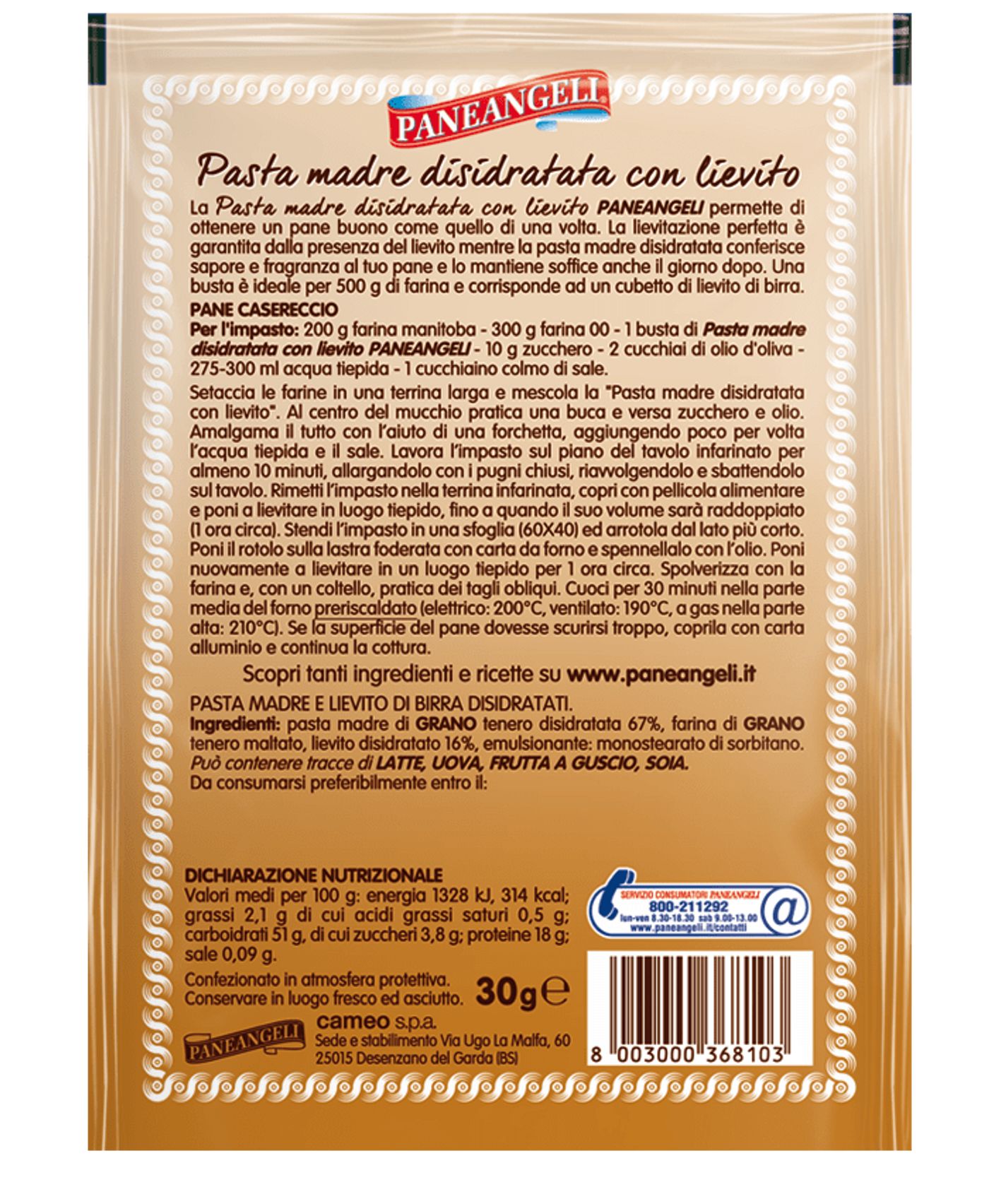 Pasta madre disidratata con lievito