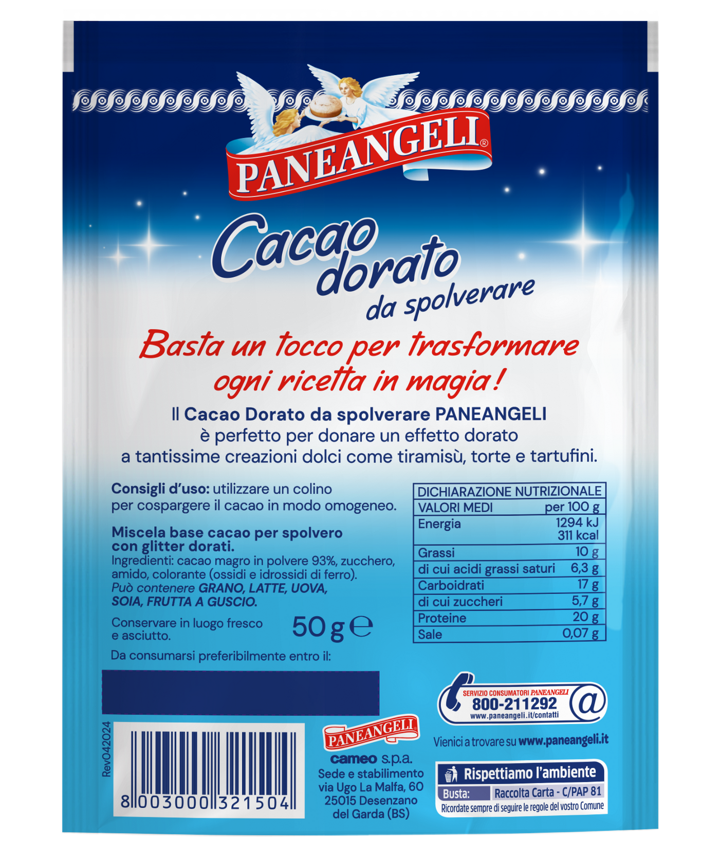 Cacao dorato da spolverare