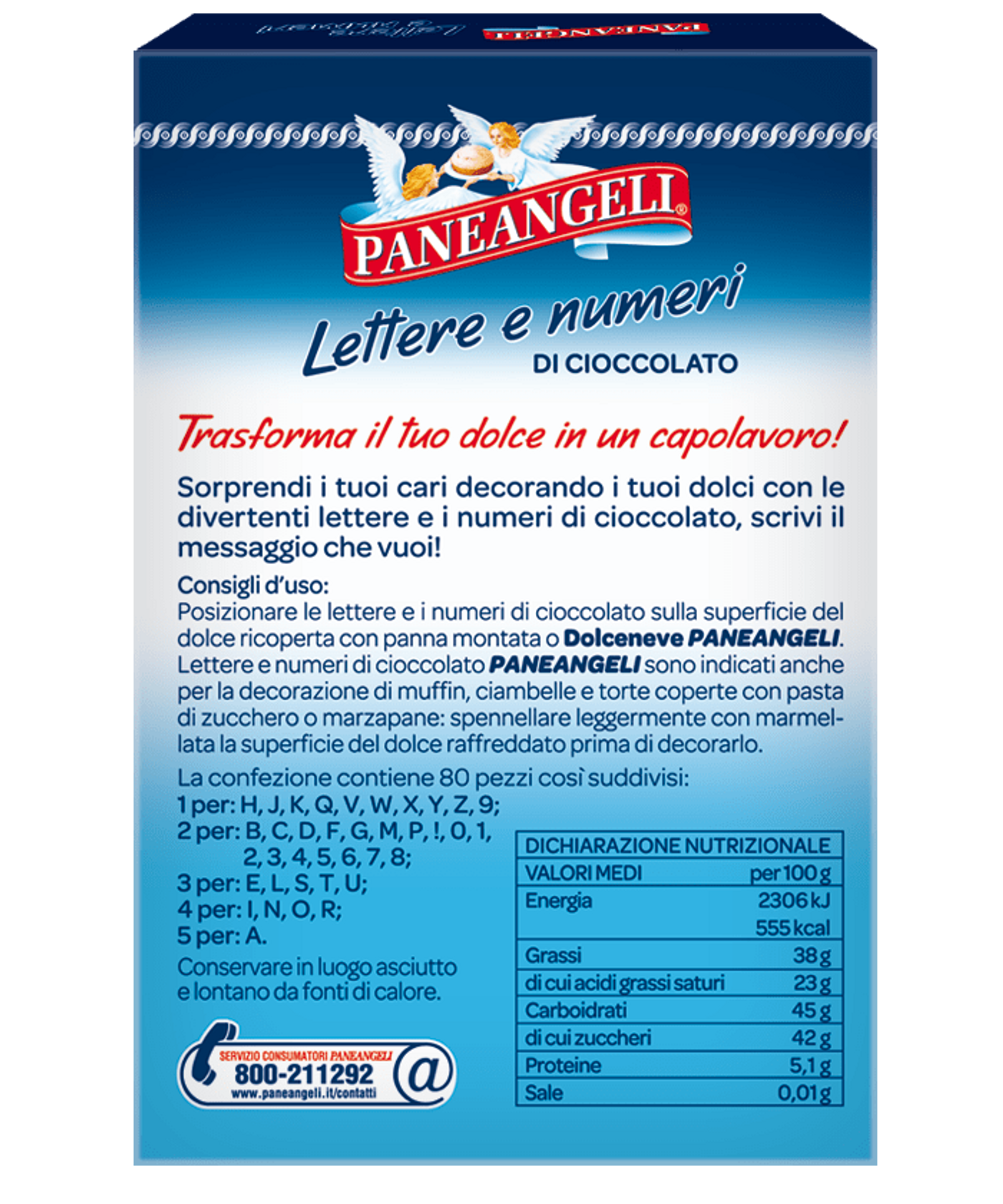 Lettere e numeri di cioccolato