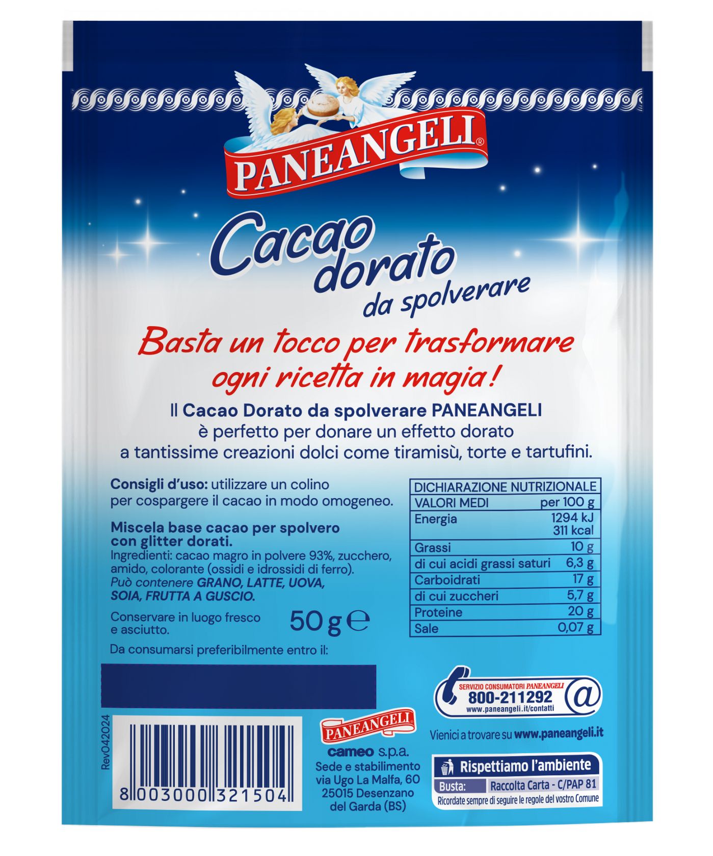 Cacao dorato da spolverare