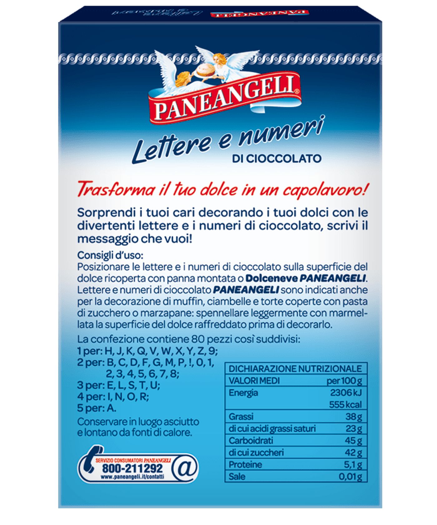 Lettere e numeri di cioccolato