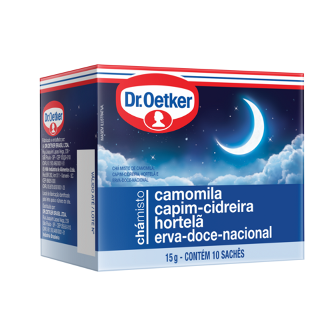 Dr. Oetker Chá de Camomila, Capim-Cidreira, Hortelã e Erva-Doce Nacional - 10 Sachês