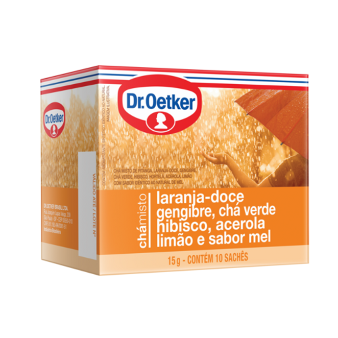 Dr. Oetker Chá de Laranja, Gengibre, Chá Verde, Hibisco, Acerola e Limão - 10 Sachês