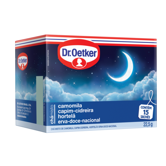 Dr. Oetker Chá de Camomila, Capim-Cidreira, Hortelã e Erva-Doce Nacional - 15 Sachês