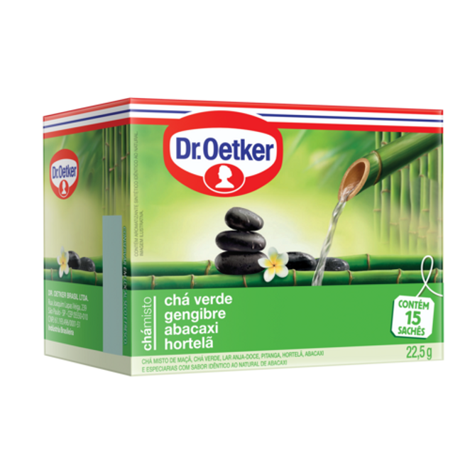 Dr. Oetker Chá Verde, Gengibre, Abacaxi e Hortelã - 15 Sachês