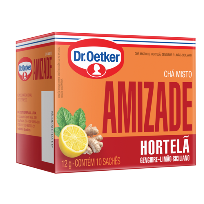 Dr. Oetker Chá Sensações Amizade, Hortelã, Gengibre e Limão-Siciliano - 10 Sachês