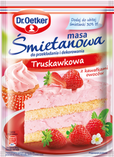 Dr. Oetker Masa śmietanowa Truskawkowa z kawałkami owoców