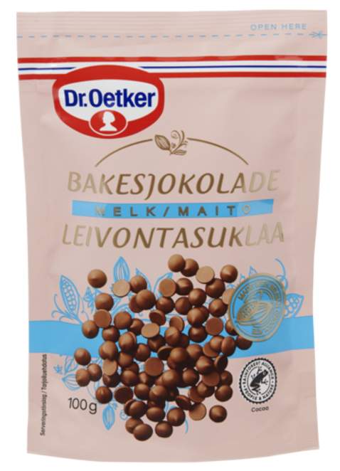 Dr. Oetker Piena šokolādes gabaliņi cepšanai 100g