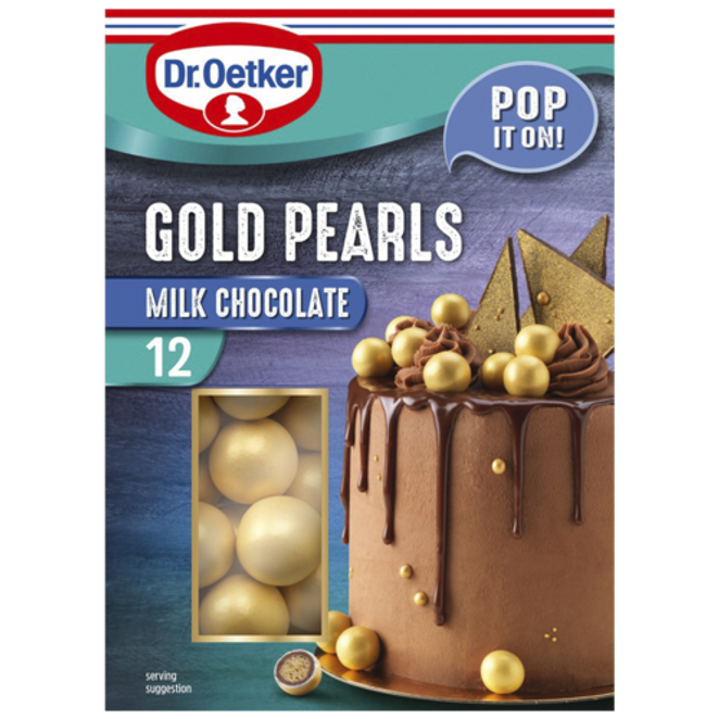 Dr. Oetker Dr. Oetker 12 Milk Chocolate Gold Pearls Cake Decorations