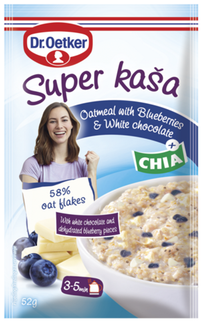 Dr. Oetker Super kaša z belo čokolado in borovnicami
