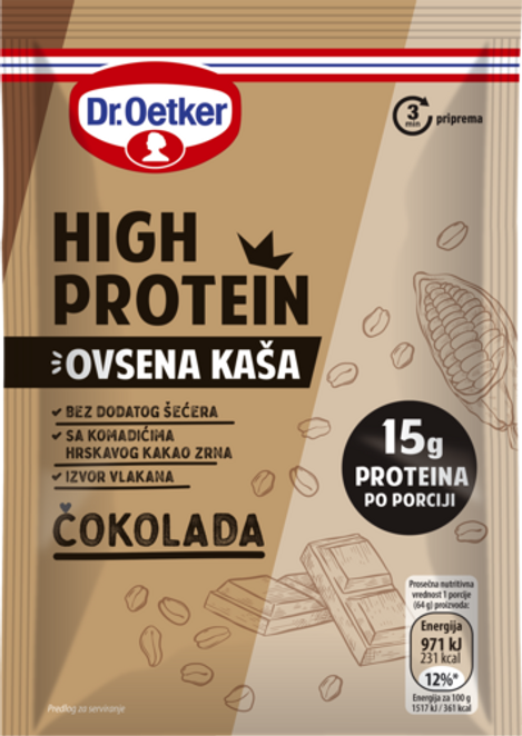 Dr. Oetker High protein ovsena kaša čokolada