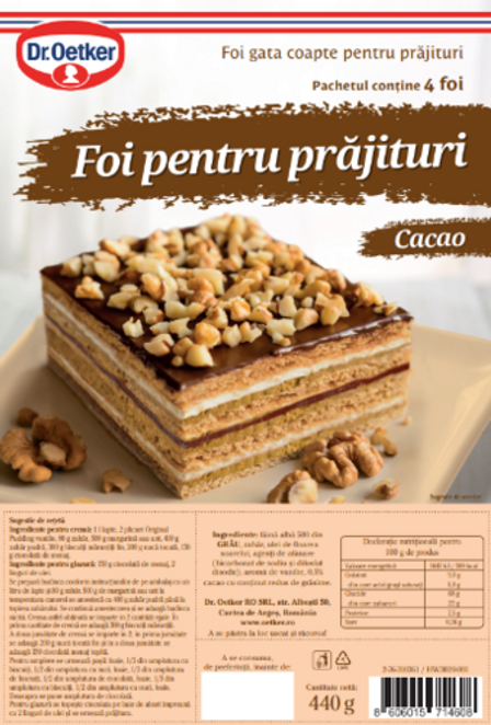 Dr. Oetker Foi cu cacao pentru prăjituri