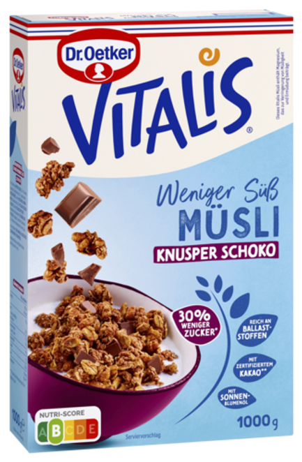Dr. Oetker Vitalis Weniger süß Knusper Schoko 1000g