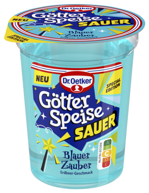 Dr. Oetker Götterspeise „sauer“ Blauer Zauber – Erdbeer-Geschmack