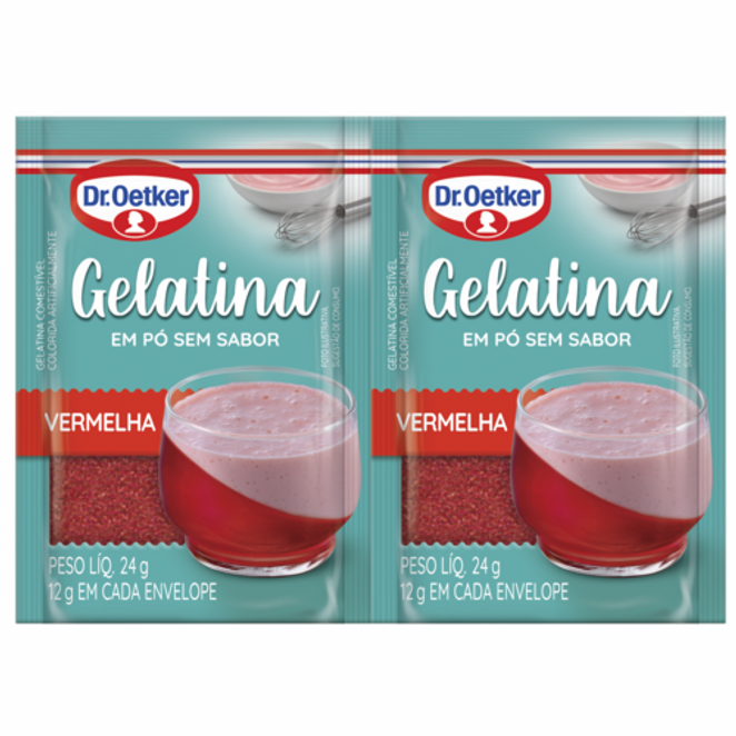 Dr. Oetker Gelatina em Pó Vermelha Sem Sabor