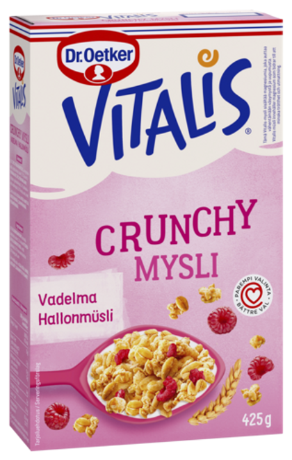 Dr. Oetker Vitalis Crunchy Vadelmamysli 425 g
