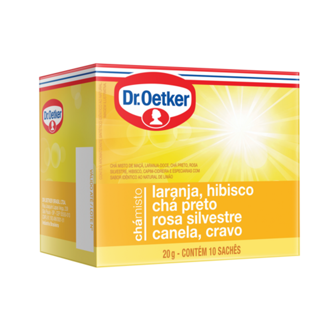 Dr. Oetker Chá de Laranja, Hibisco, Chá preto, Rosa Silvestre, Canela e Cravo - 10 Sachês