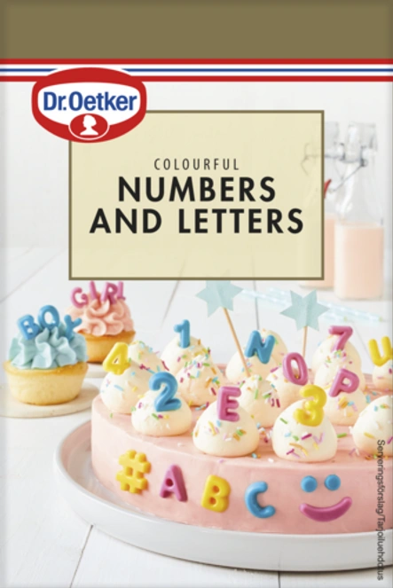 Dr. Oetker Colourful Numbers & Letters -koristekuvioita