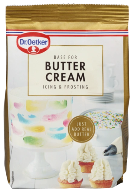 Dr. Oetker Base for Buttercream (345 g) - resten af posen bruges til citronglasur