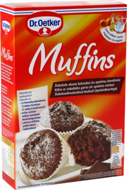 Dr. Oetker šokoladinių keksiukų (su apelsinų žievelėmis)