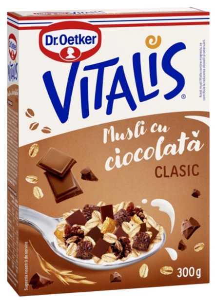 Musli cu ciocolată Vitalis Dr. Oetker sau musli crocant cu nuci
