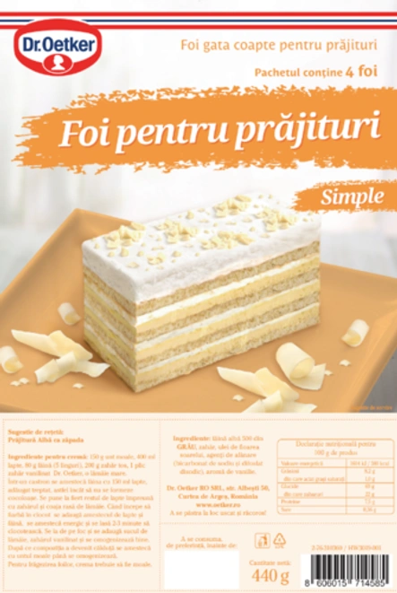 Foi simple pentru prăjituri Dr. Oetker