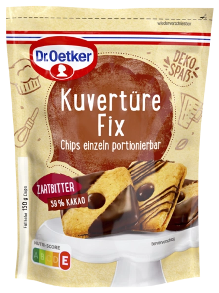 Dr. Oetker Kuvertüre Fix Zartbitter oder Vollmilch-Geschmack