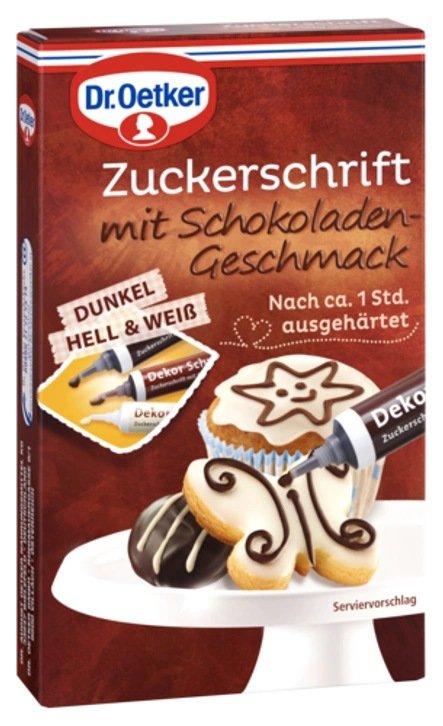Dr. Oetker Zuckerschrift mit Schokoladen-Geschmack (weiß und braun)